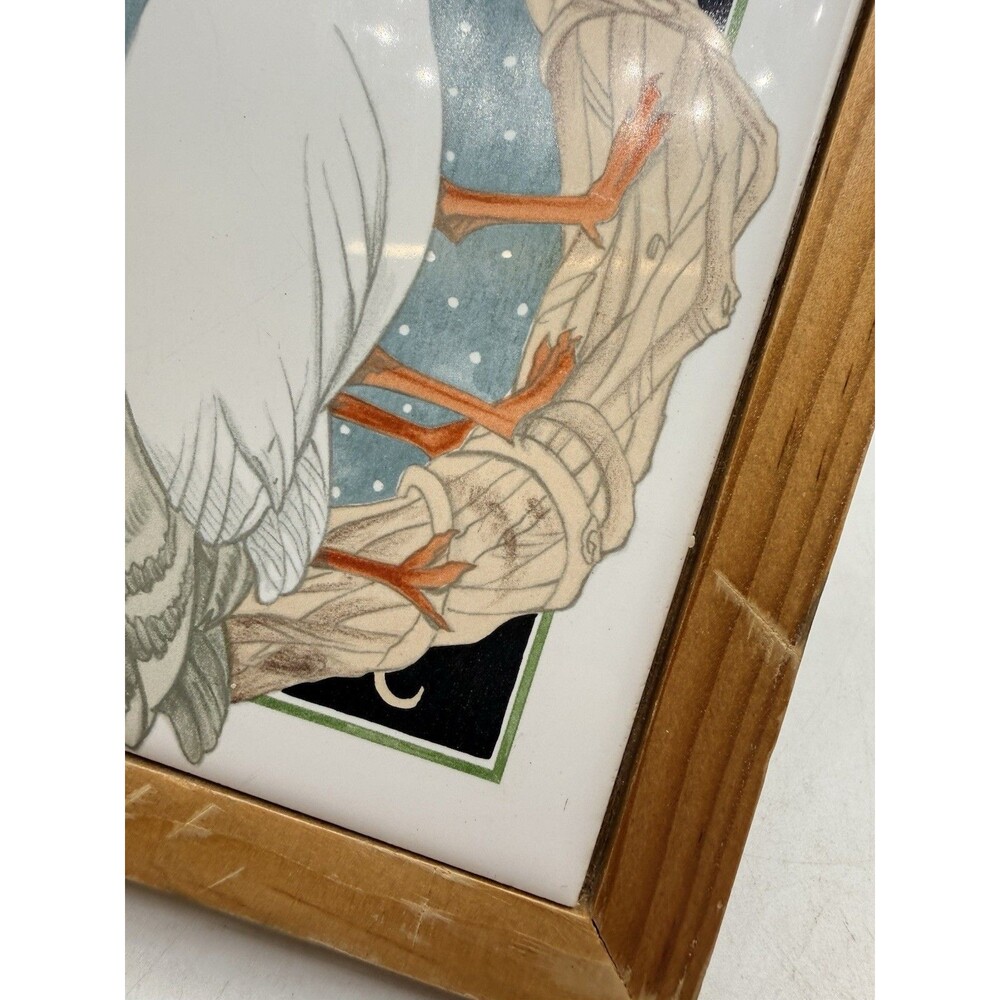 Vintage Geese In Wreath Vandor Pelzman Ceramic Tile Wood Trivet Hot Pad 1981 - Picture 11 of 11